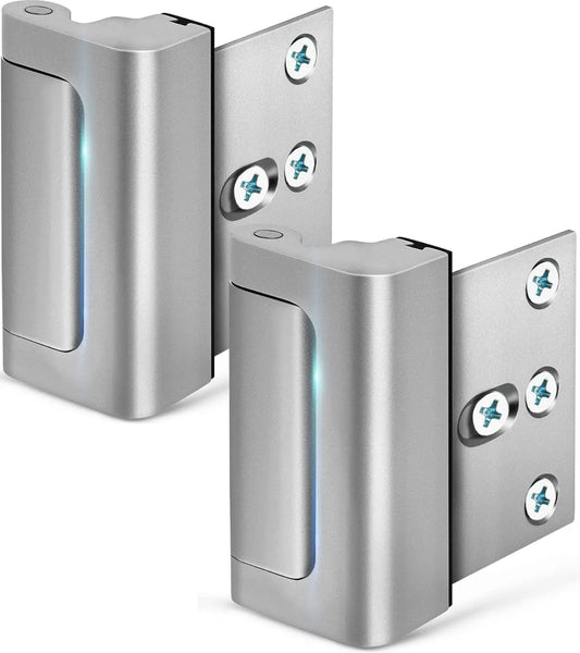 Aluminium Door Locks (2 Pack) - 800 lbs Withstand Force for Inward Swinging Doors, 3.1"l x 2.6"w x 1.3"h Reinforcement Locks, 4 Screws for Unauthorized Entry Prevention, Easy Installation