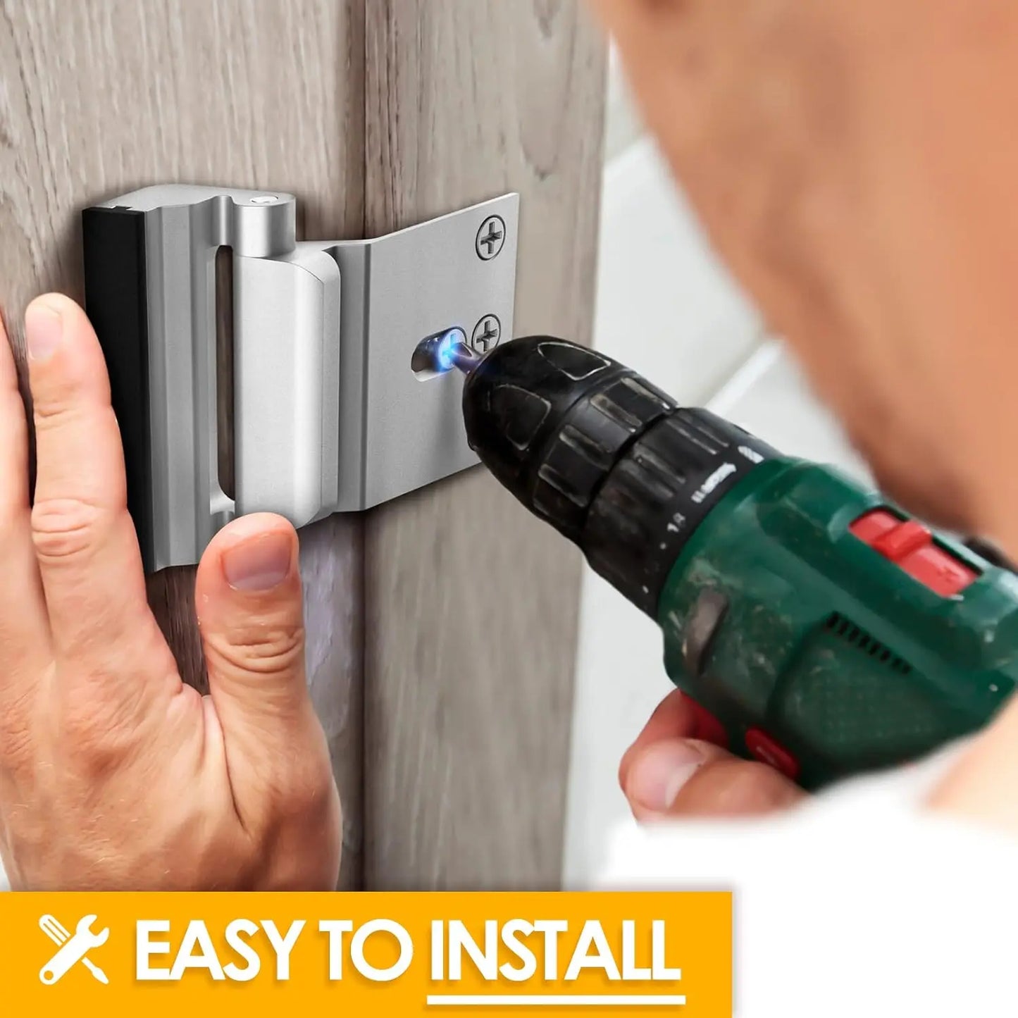 Aluminium Door Locks (2 Pack) - 800 lbs Withstand Force for Inward Swinging Doors, 3.1"l x 2.6"w x 1.3"h Reinforcement Locks, 4 Screws for Unauthorized Entry Prevention, Easy Installation