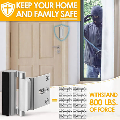 Aluminium Door Locks (2 Pack) - 800 lbs Withstand Force for Inward Swinging Doors, 3.1"l x 2.6"w x 1.3"h Reinforcement Locks, 4 Screws for Unauthorized Entry Prevention, Easy Installation
