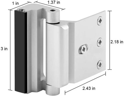 Aluminium Door Locks (2 Pack) - 800 lbs Withstand Force for Inward Swinging Doors, 3.1"l x 2.6"w x 1.3"h Reinforcement Locks, 4 Screws for Unauthorized Entry Prevention, Easy Installation
