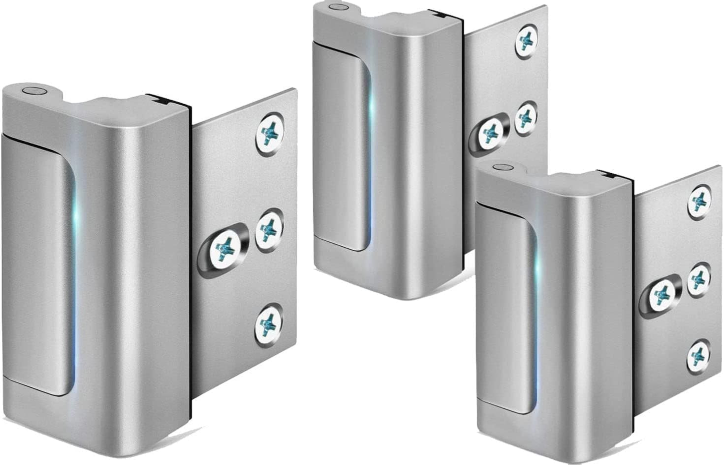 Aluminium Door Locks (2 Pack) - 800 lbs Withstand Force for Inward Swinging Doors, 3.1"l x 2.6"w x 1.3"h Reinforcement Locks, 4 Screws for Unauthorized Entry Prevention, Easy Installation